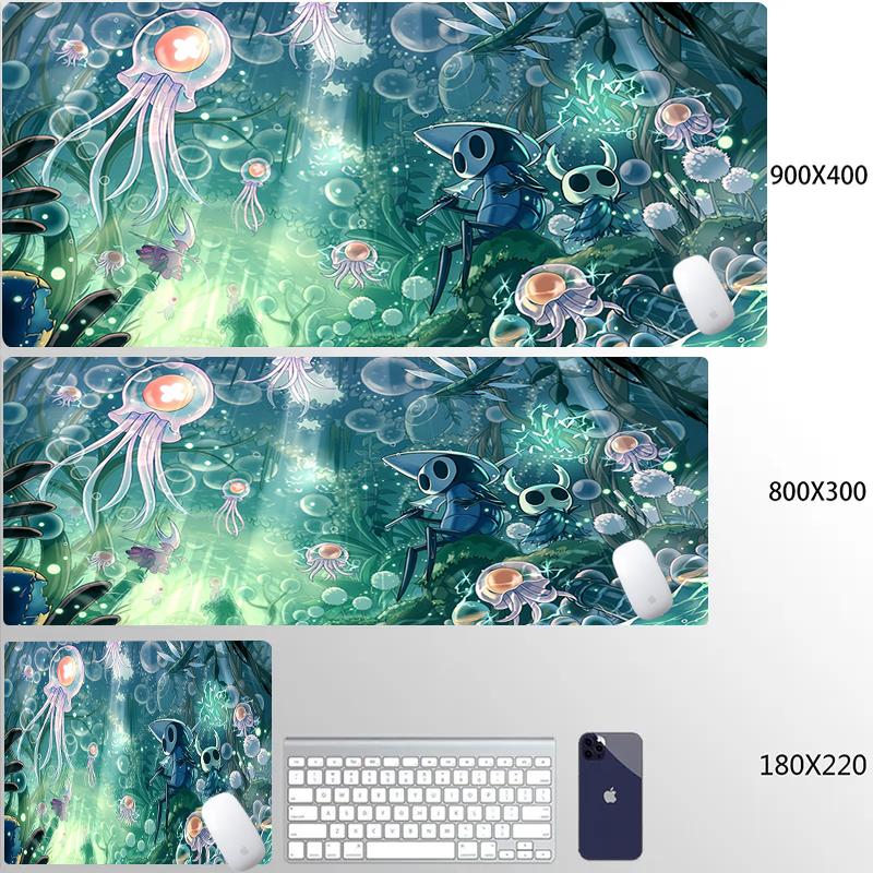 Игровой коврик для мыши Hollow Knight, коврик для игры на ноутбуке геймера, очень большой, кавайный, аниме, скоростной коврик для мыши, аксессуары для ПК-гейминга, коврик для стола