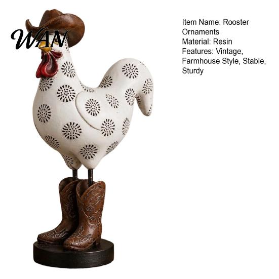 Sturdy Decorative Pieces for Living Room Vintage Country Rooster Resin Figurine, Farmhouse Style Chicken Statue, Rustic Gift Ideas Home Lovers