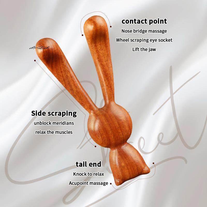 Sandalwood Rabbit Nose Scraping Massage Comb for Meridian Clearing Eye Acupoint Therapy Blood Circulation Promotion