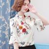 Корейская свободная шифоновая рубашка с короткими рукавами, женская блузка с короткими рукавами и принтом, новинка весны/лета, шифоновый топ M-5XL