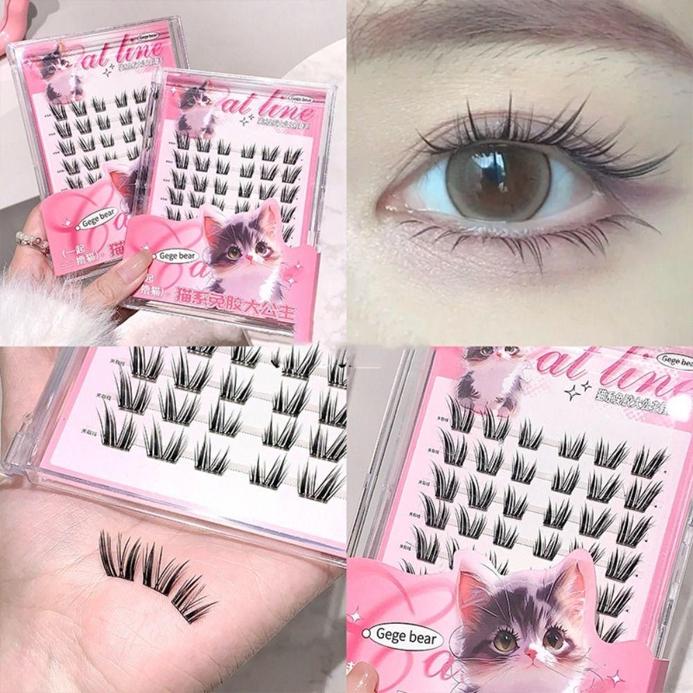 Тонкие самоклеящиеся пучки ресниц своими руками пучки накладных ресниц симпатичные бесклеевые накладные ресницы макияж