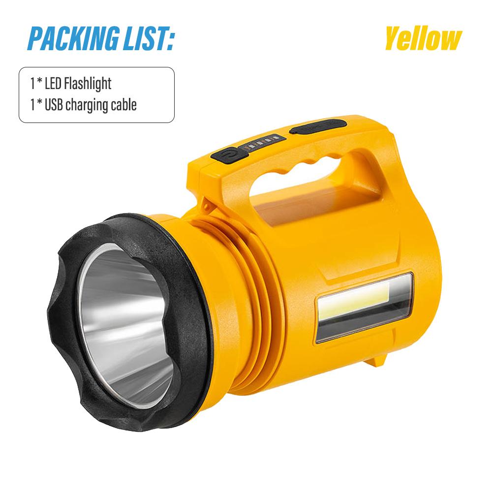 High power handheld flashlight Rechargeable torch, multi-function searchlight Portable camping light 6000 mAh battery capacity