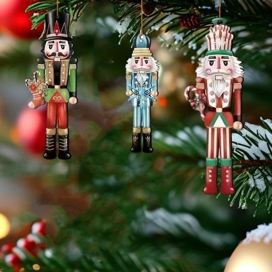 Рождественские Щелкунчики Маленький Деревянный Солдатик Щелкунчик Подвесное Украшение для Рождественской Елки Праздничный Декор