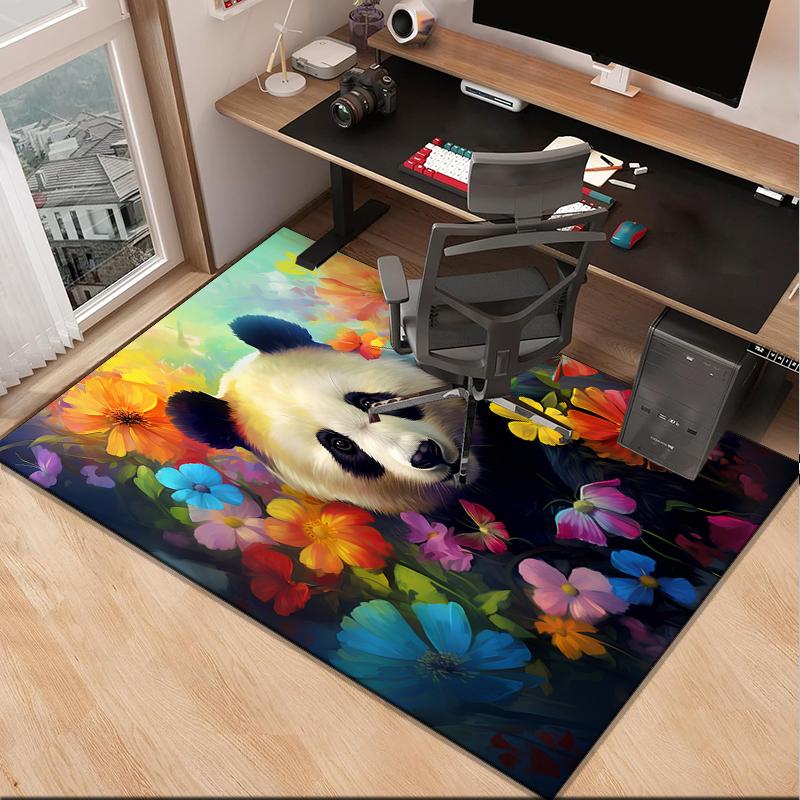 Panda In Floral Paradise Office Rug Chair Mat, Entryway Carpet, Suitable for Front Door, Bedroom, Living Room, Desk, Holiday Gift