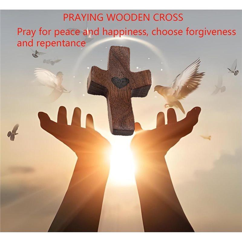 HHO-Wooden Cross Fidget Relief Relieve Anxiety Comfort For Clutching, Clinging And Praying 8PCS Cross My Heart,Encouragement Gif