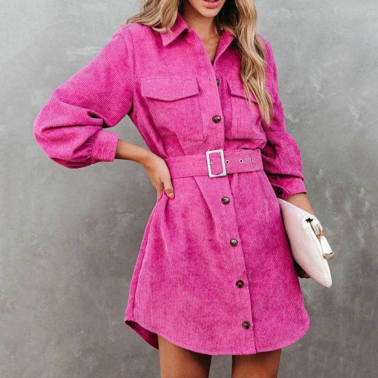 Весеннее платье 2024, однотонное теплое мягкое вельветовое осеннее платье для работы