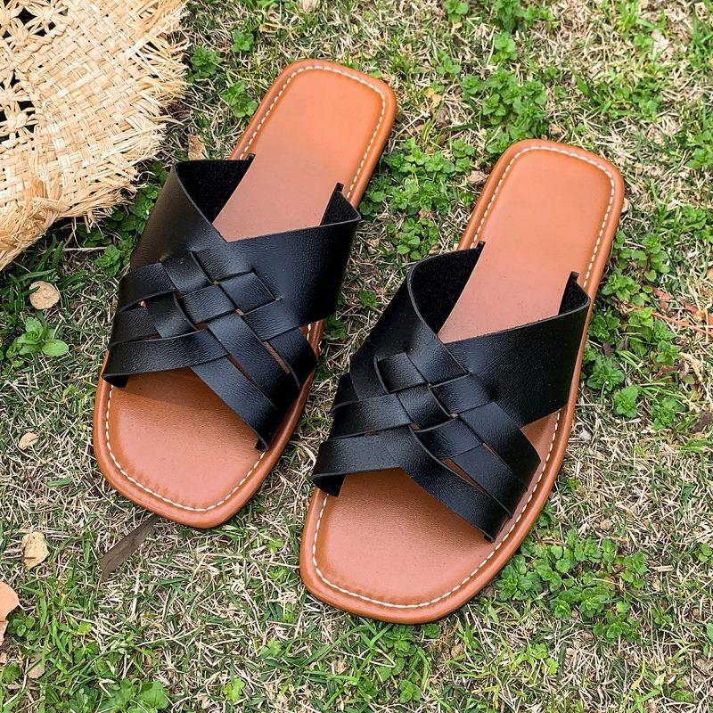 Крестики на плоской подошве с тапочками большого размера женские носят пляжные крутые тапочки тапочки большого размера