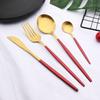 24 шт., набор столовых приборов из матового красного золота, набор столовых приборов из нержавеющей стали, столовое серебро, обеденный нож, вилка, кофейная ложка, фестивальная посуда, набор столовых приборов