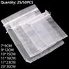 Jewelry Packing Christmas Favor Gift Bags White Pouches Organza Gauze Sachet Drawstring Pocket