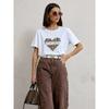 Loose Printed T-shirt Western Style New Fashion Print Letter Loose Casual Cotton T-shirt Top
