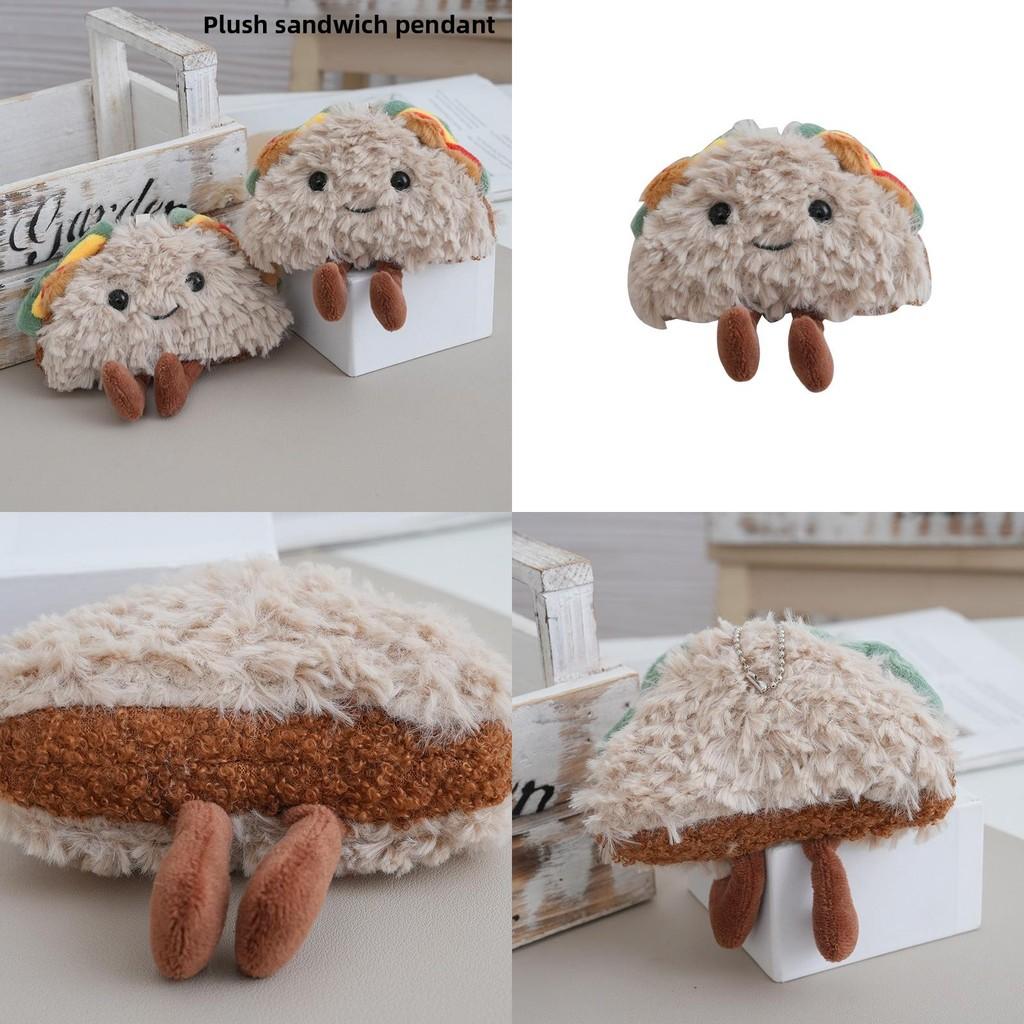 Cute Sandwich Plush Keychain Toy With Pp Cotton Filling For Kids Gift