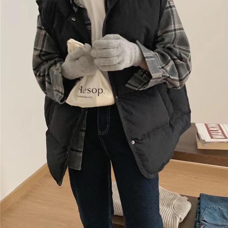 Женский короткий пуховый жилет - 2025 корейский стиль, свободный крой, куртка без рукавов для осени и зимы