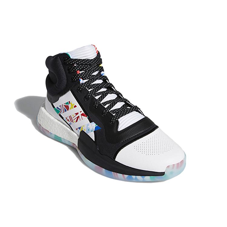 adidas Marquee Boost FIBA 'Мяч Вокруг Света' (унисекс) Обувь Белый / Черный / Синий Глоб Винтажные Баскетбольные Кроссовки EG1538