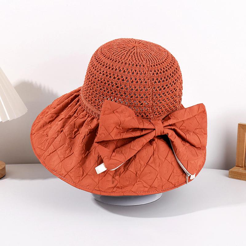 1 шт. Стильная соломенная шляпа с большими полями, солнцезащитный головной убор, ажурная УФ-защита, бант, ручная работа, крючком, солнцезащитная кепка