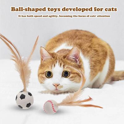 1/3 шт. Новые интерактивные игрушки-мячики для кошек, прыгучие мячики с перьями, игрушка для кошек для игр в помещении, игрушка-перышко для тренировки кошек, ловушка для питомцев