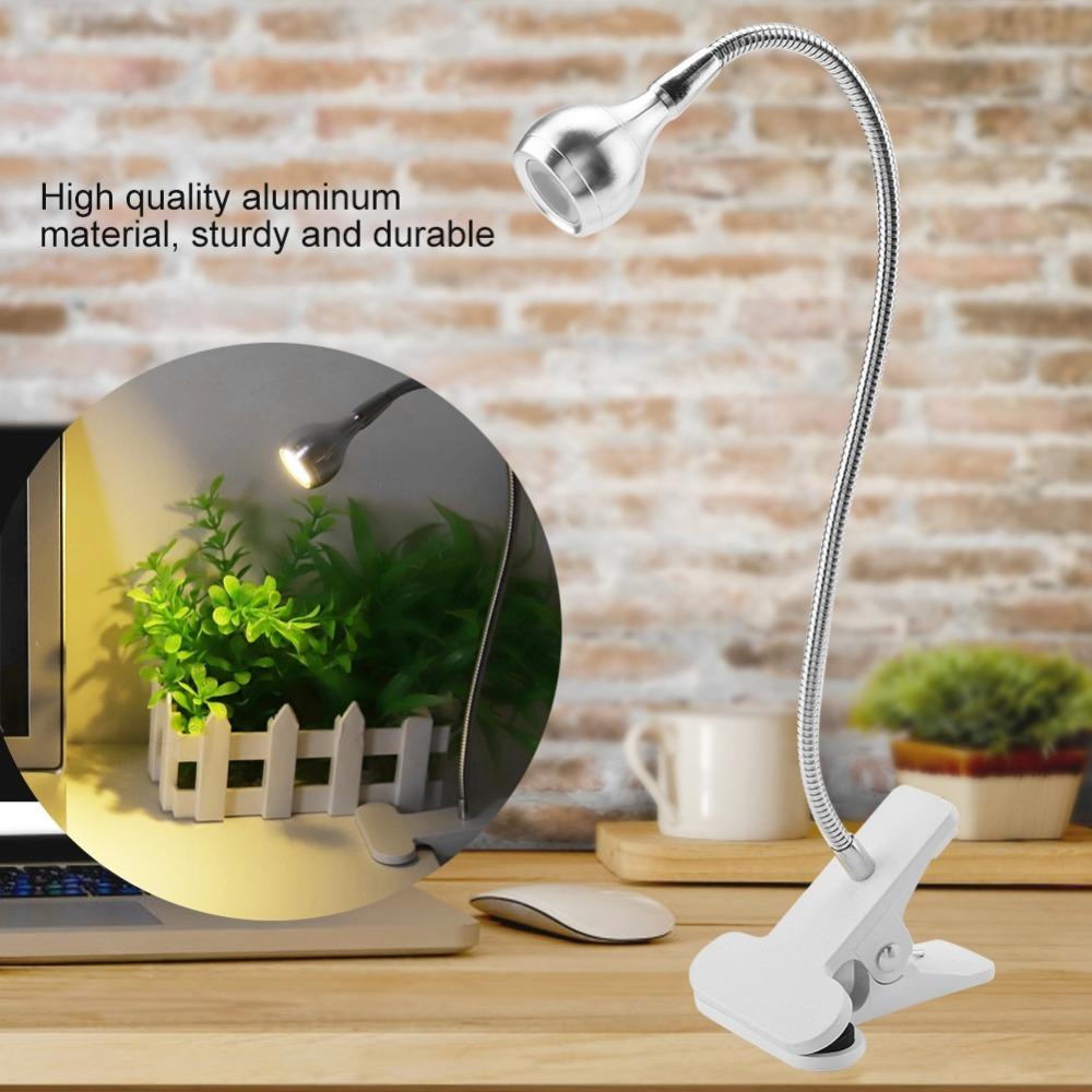 USB Powered Mini Desk Night Lamp With Clip LED Clip On Light Bright USB LED Table Light  Bedside
