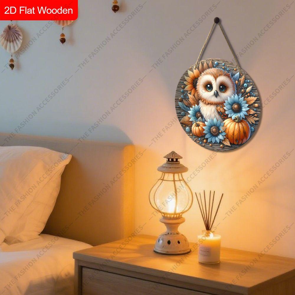 2D Plane Hanging Decorative Signs, Interior Wall or Door Decoration, Garden Decoration, Owl Pattern, Interesting Gifts for Family and Friends