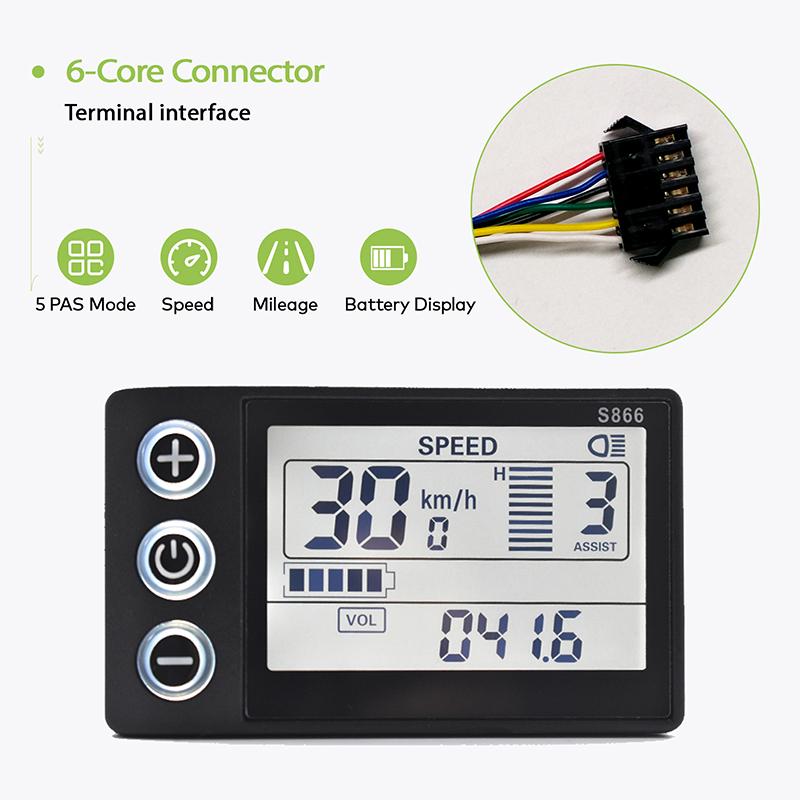 S866[UART2] Компьютер для электровелосипеда Беспроводной спидометр Велосипед Цифровой Мультицветный Аксессуары для Ebike Секундомер Одометр для велоспорта