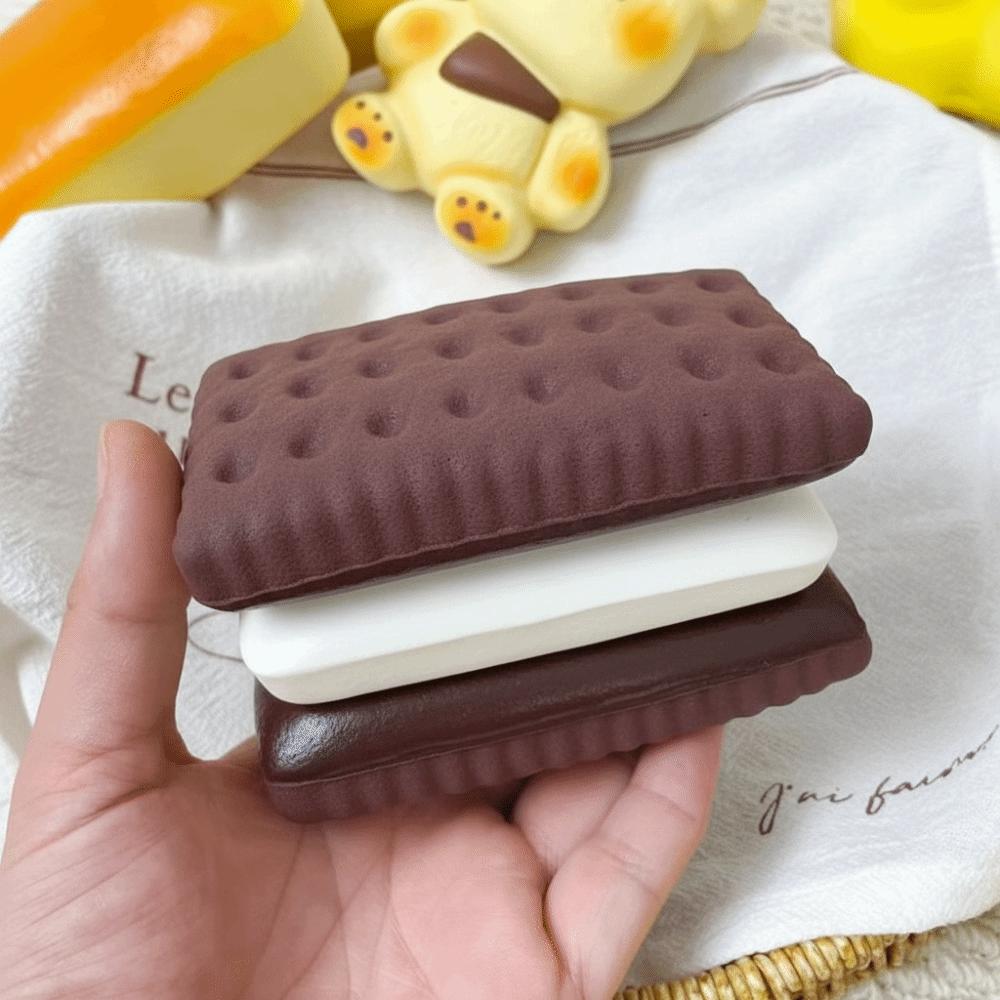 Novelty Cookie Pinching Squishy Toy Soft Texture Sandwich Cookie Squishy Toy Desk Decor