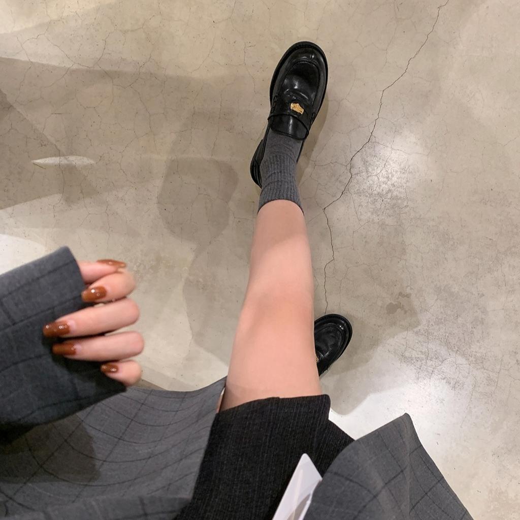 Premium Shrinkage Horse Leather Retro Single Shoes Polished Gold Coin Loafers Women'S Small Leather Shoes