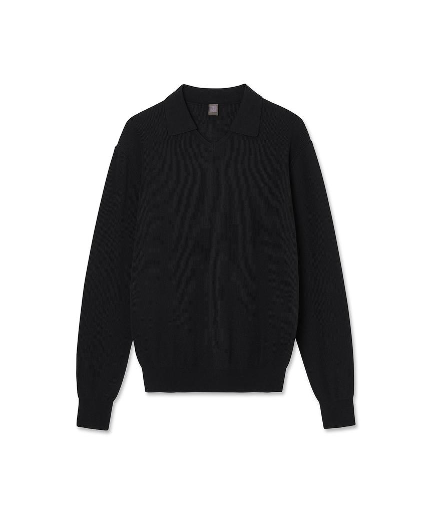 IOLO Light Cotton V-Collar Sweater_Black