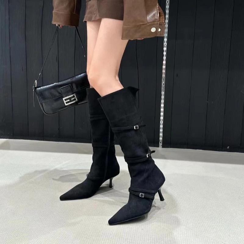 Fashion New In Woman High-heeled Boots Knee High About The Knee Trend Elegant Fashion Pointed Toe Designer Sexy