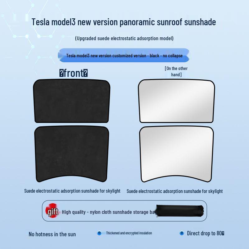 Солнцезащитный козырек из замши для люка Tesla Model Y/3: Теплоизоляция и защита от УФ-излучения