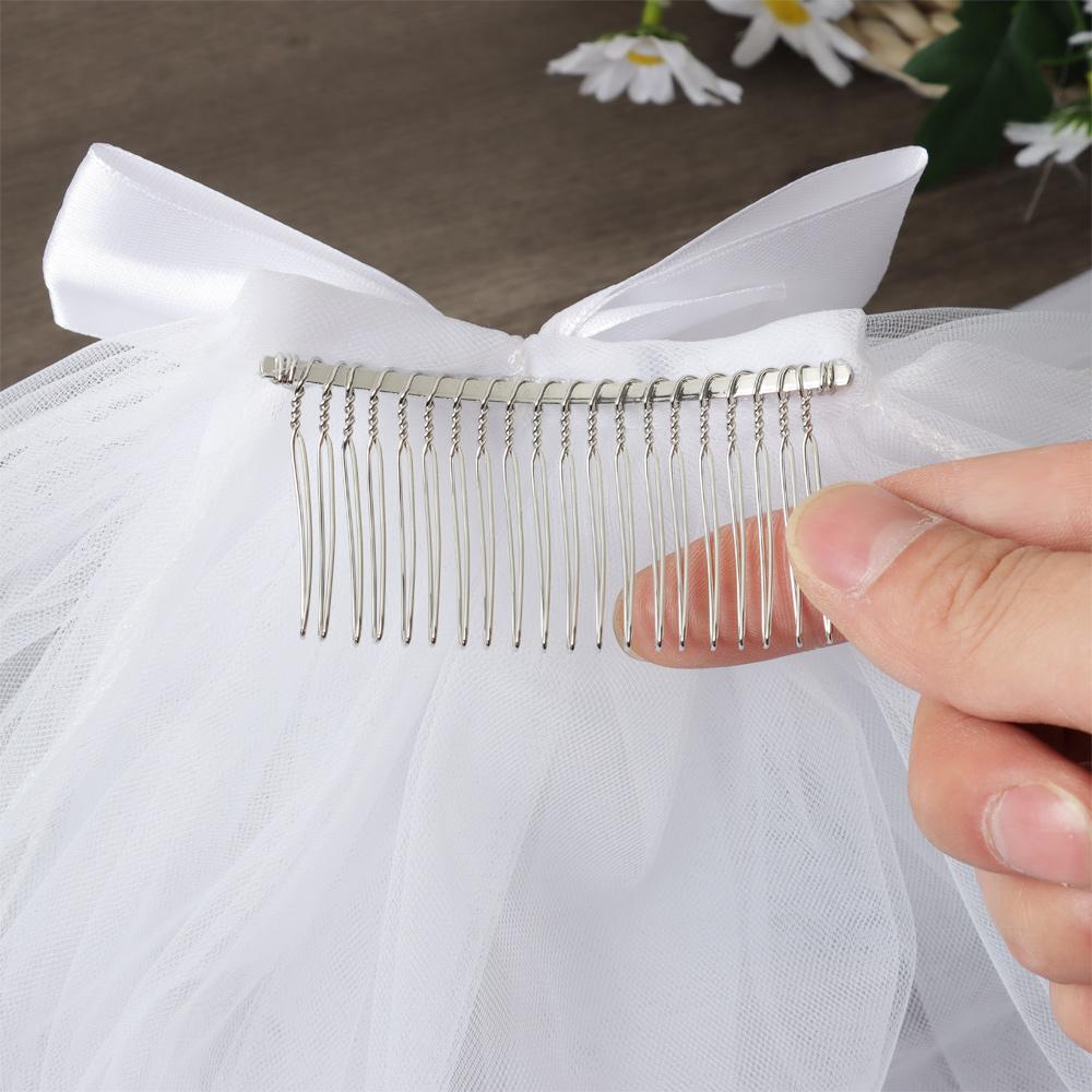 New Two Layer Short Simple White Ivory Bridal Veil With Comb Wedding Veil Women's Tulle