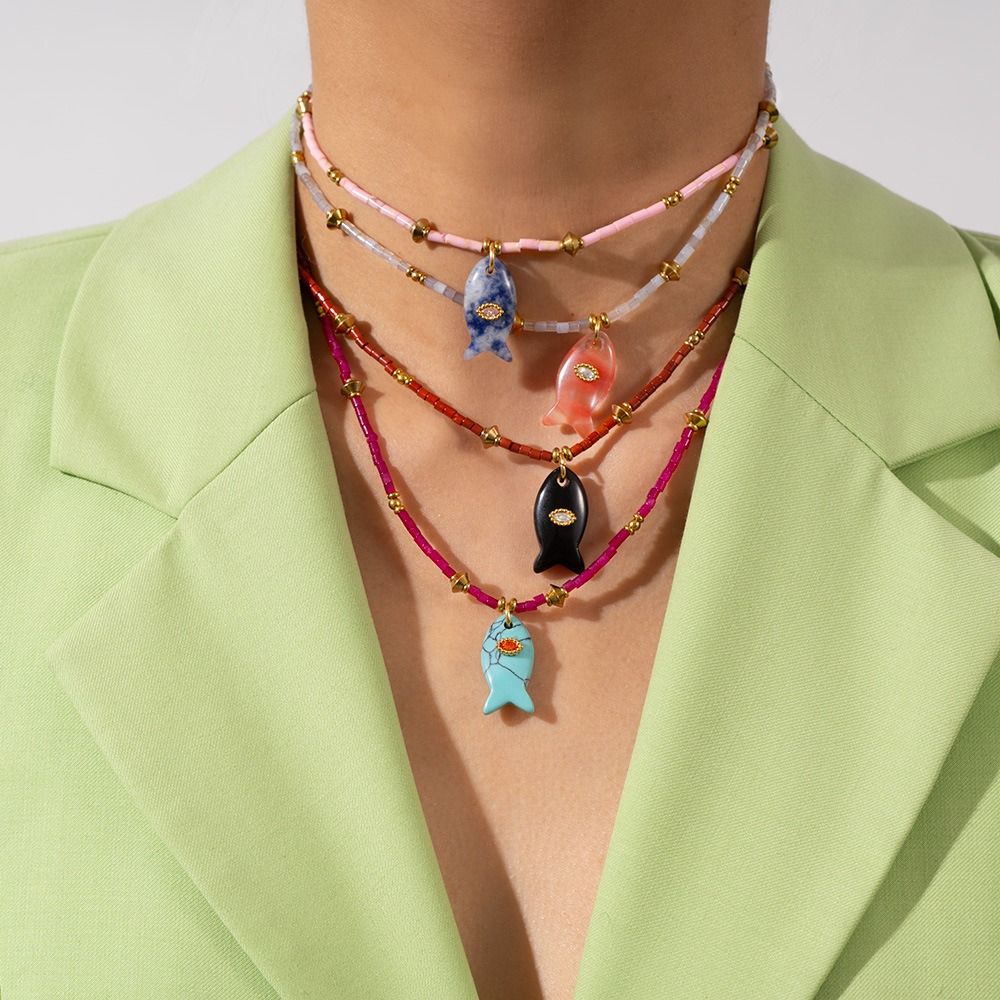 Bohemia Fish Pendant Necklace Jewelry Childishness Chain Choker Ocean Style Beach Choker  Summer