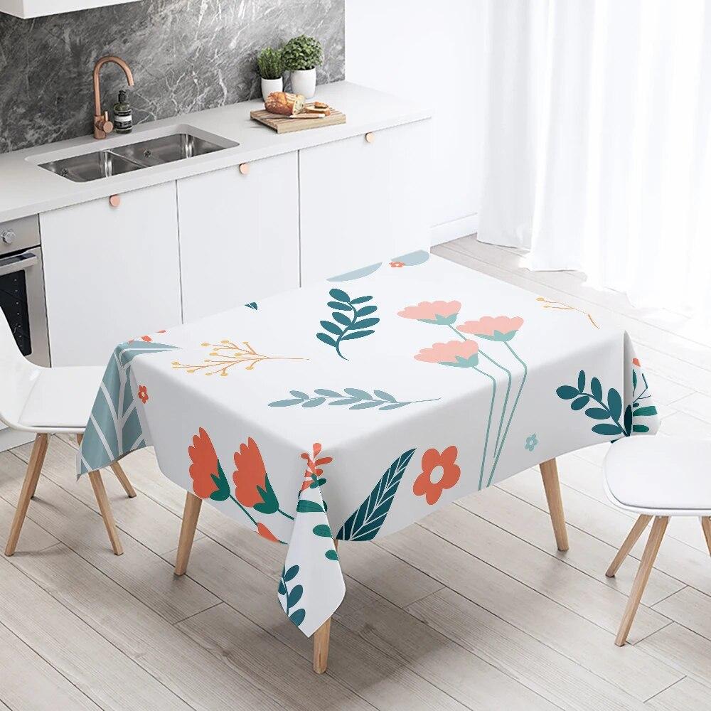 Простая скатерть с цветочным рисунком, водонепроницаемая и маслостойкая, прямоугольная, для свадебной вечеринки, ресторана, стола, украшения кухни