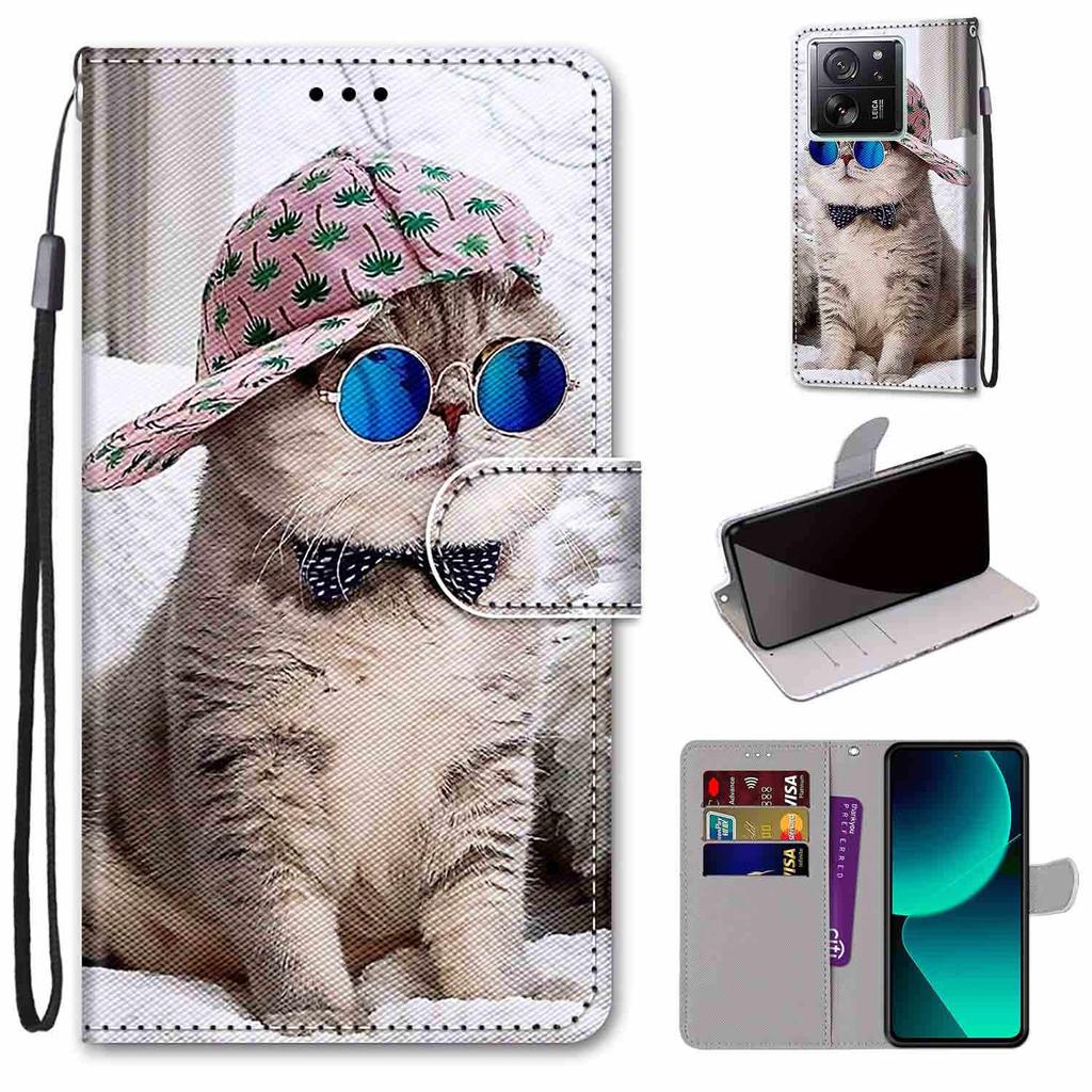 Fashion Painted Pattern Cover Lanyard Flip Leather Case For iPhone Samsung Huawei Honor Xiaomi Redmi OPPO Realme Moto Asus