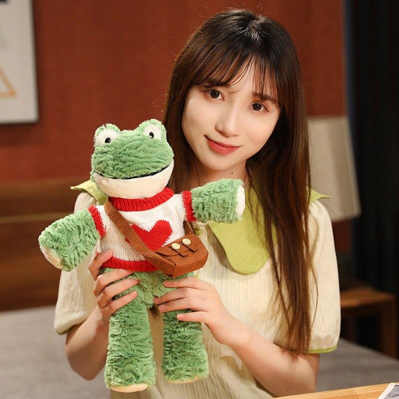 36 см кавайная плюшевая плюшевая лягушка с улыбкой, милая одежда, плюшевые куклы-лягушки, пушистая подушка с животными, детский рождественский подарок