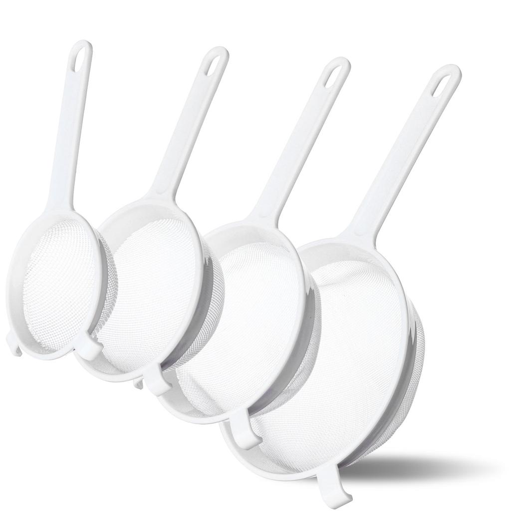 4 шт. Пластиковые нейлоновые сетчатые дуршлаги для кухни с ручкой, с двойными ушками, нейлоновый сетчатый дуршлаг, фильтр для йогурта и молока