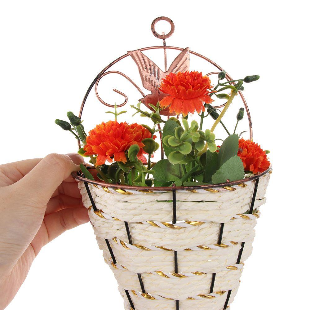 Handcraft Succulent Plant Storage Container Rattan Hanging Basket Flower Basket Garden Decoration