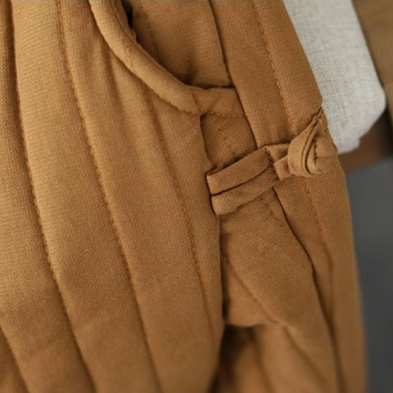 Autumn Winter Warm Clip Cotton Thickened Retro Down Cotton Pants for Women's Outwear Elastic Waist Loose Relaxed Pants