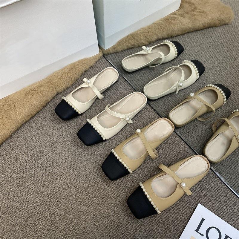 Маленькая свежая фея плоские тапочки летняя одежда мода универсальные интернет знаменитости жемчужные сандалии пляжные тапочки muller обувь