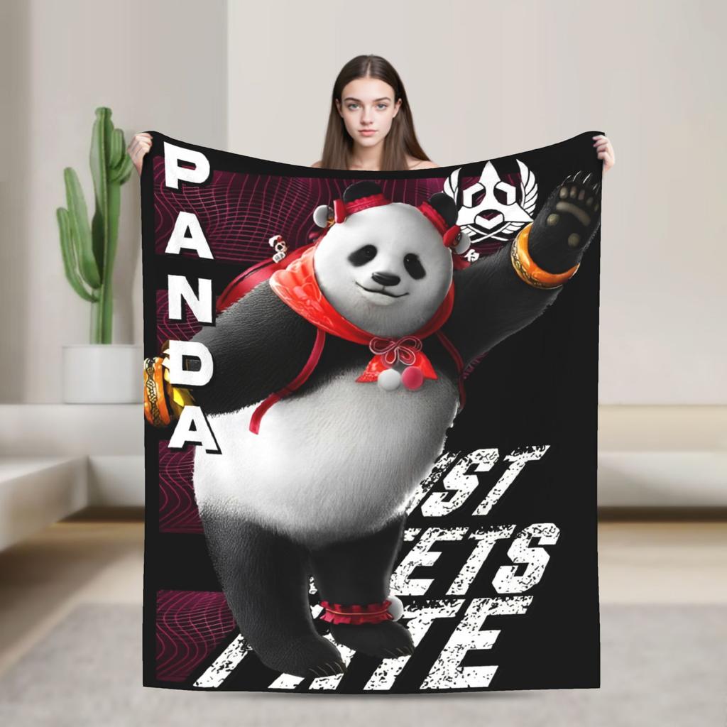 Panda Tekken 8 Gaming Blanket Flannel Novelty Breathable Throw Blankets for Bedspread Autumn/Winter,