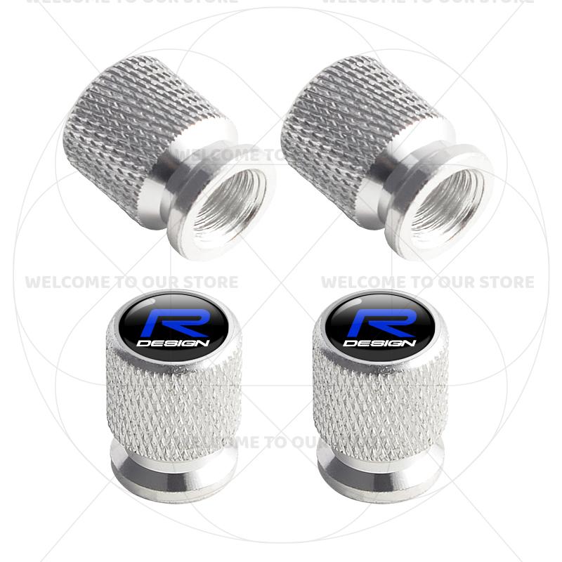 For Volvo R Design Emblem S90 V90 XC60 T8 V70 S60 V60 EX30 Moose 4Pcs Aluminum Car Tire Valve Caps Wheel Stem Air Dust Covers