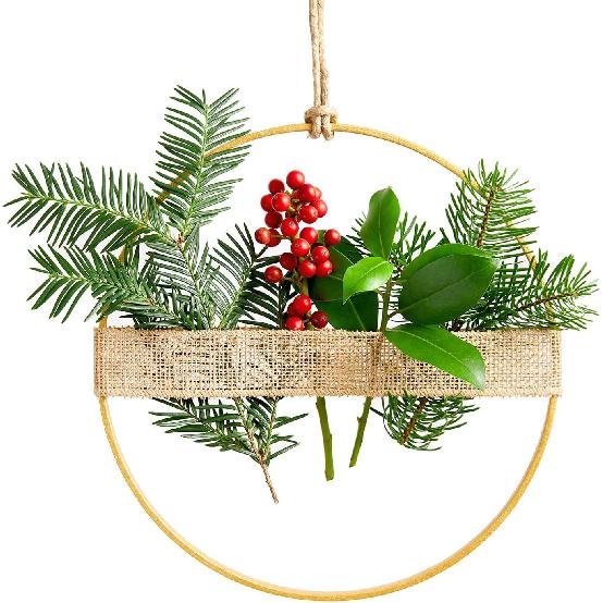 PATIKIL 7 Inch Round Metal Floral Hoop, 2 Pcs Plated Wreath Frame Macrame Ring, for Wedding Geometric Decor Party Wall Hanging, Gold Tone