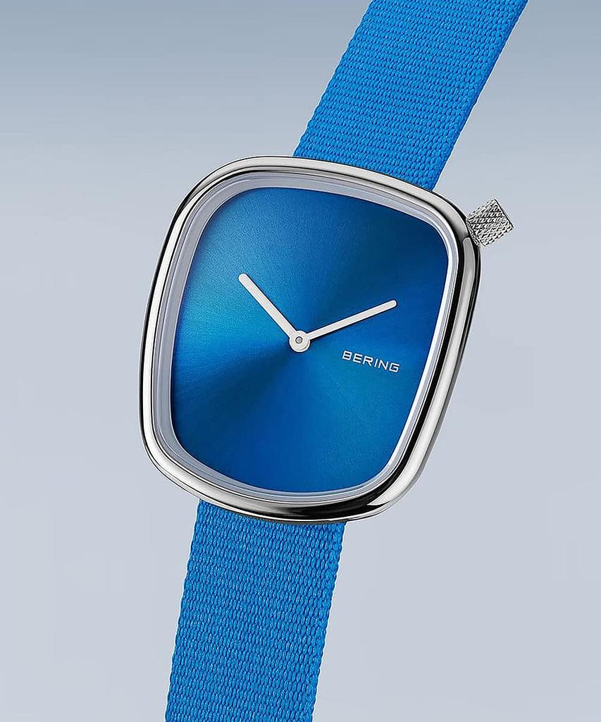 BERING Pebble 18034-308 унисекс часы синий сетчатый ремешок из нержавеющей стали сапфировое стекло
