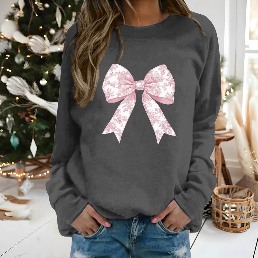 Women's Casual Fashion Printed Long Sleeve O-Neck Pullover Top Blouse