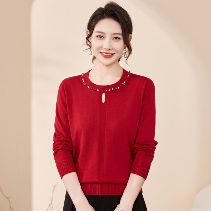 New Middle-aged Mother Autumn Clothes Bottoming Sweater Middle-aged and Elderly Women's Autumn and Winter Knitted Sweater On Clothes