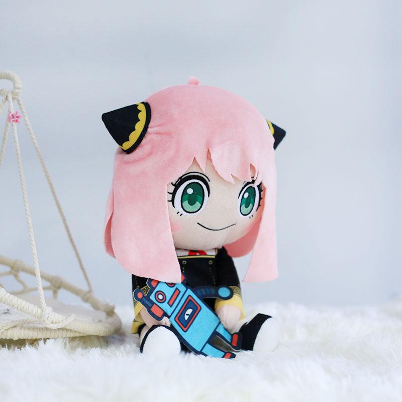 Official Anya Forger With Robot Toy Sitting Plush Doll Soft PP Cotton Stuffed Toy for Spy Family Anime Fans Gifts
