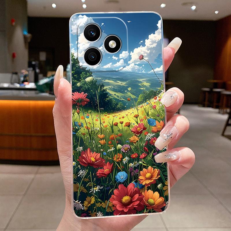 Чехол для телефона Honor X8d 4G Чехол для Honor X8d 4G Прозрачный ТПУ Антицарапающийся Мягкий Корпус Модный Уникальный Цветной Узор Облака