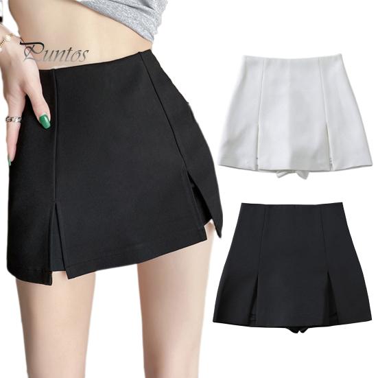 Женская мини-юбка с высокой талией и боковым разрезом, однотонная короткая юбка, дизайн трапециевидной формы, рабочая юбка с защитой от воздействия
