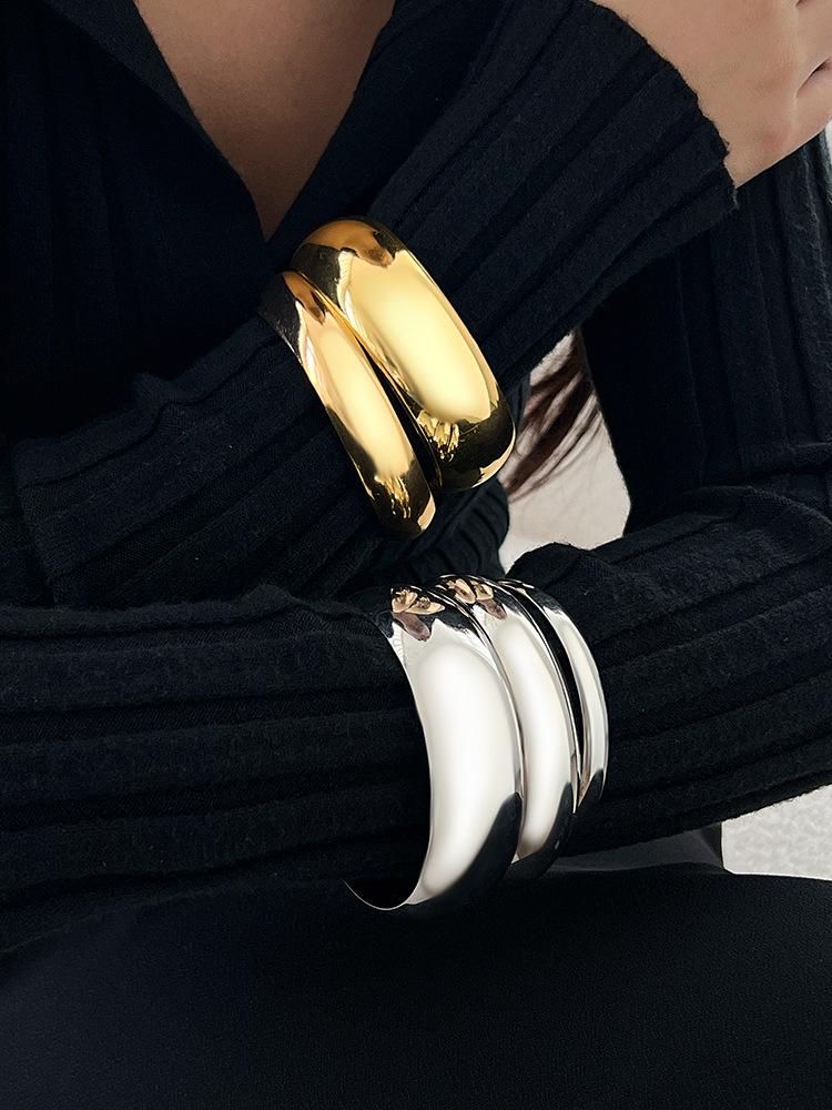 DIEZI Преувеличенные многослойные браслеты золотого и серебряного цвета для женщин и мужчин, панк, простые геометрические круглые браслеты, набор праздничных украшений