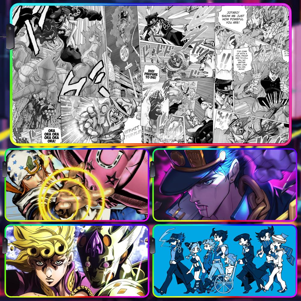 HD J-Jojo B-Bizarre A-Adventure Коврик для мыши Геймерский Светящийся LED Коврик для мыши Игровой Стол Rgb Коврик для стола Клавиатура ПК Коврик для мыши