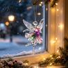 Christmas Tree Hanging Ornaments 2Pcs Glitter Ballet Girl Keychain, 2D Acrylic Pendant for Bag Backpack, Sparkling Fence Branch Decorations Dancer Car