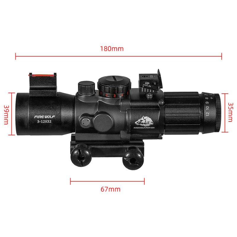 FIRE WOLF 3-12X32  Scope Red and Green Dot 20mm Dovetail Reflex Optical Scope Tactical Scope for  Snip