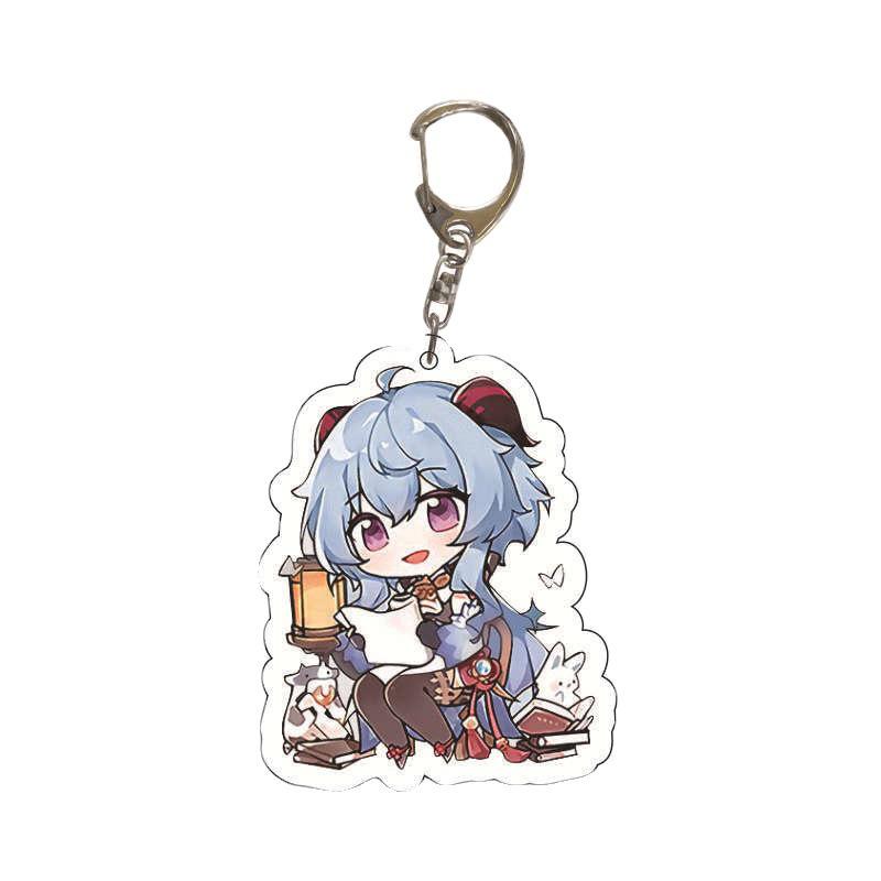 Original God Acrylic Keychain: Traveler, Hu Tao, Klee, Ganyu, Zhongli Characters